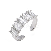 Brass Micro Pave Cubic Zirconia Cuff Open Rings for Women RJEW-L343-16P-04-4