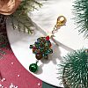 Christmas Tree Glass Seed Beads & Natural Tiger Eye Pendant Decorations HJEW-MZ00075-4