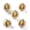 Halloween Printed Schima Wood European Beads WOOD-G023-07D-1