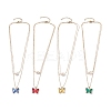 4Pcs 4 Color Glass Butterfly & Natural Pearl Pendants Double Layer Necklaces Set with Clear Cubic Zirconia NJEW-TA00043-1