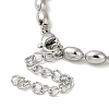 Non-Tarnish 304 Stainless Steel Oval Ball Chain Bracelets for Women BJEW-C046-01P-3