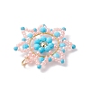 Glass Seed Beaded Snowflake Pendants PALLOY-MZ00953-02-4