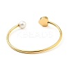 Shell Pearl & Heart with Evil Eye Open Cuff Bangle LS-BJEW-G647-03G-2