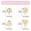 8Pcs 4 Styles Brass Micro Pave Cubic Zirconia Stud Earring Findings KK-YW0003-14-3