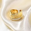Rack Plating Brass Micro Pave Clear Cubic Zirconia Cuff Finger Rings for Women RJEW-M028-16G-5