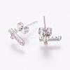 Brass Micro Pave Cubic Zirconia Stud Earrings EJEW-F125-05P-2