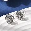 Flat Round Brass Micro Pave Clear Cubic Zirconia Stud Earrings EJEW-H180-13P-1
