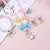Cute Unicorn Alloy Plastic Children's Beaded Necklace & Bracelet & Cuff Ring & Clip-on Earring Jewelry Sets for Girl's FS-WGF4311-03-2