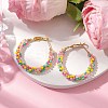 Colorful Glass Seed Beads Hoop Earrings EJEW-MZ00151-2