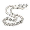 Non-Tarnish 304 Stainless Steel Rectangle & Round Ball Link Chain Necklaces NJEW-S431-03P-1