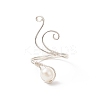 Copper Wire Wrapped Natural Freshwater Pearl Cuff Rings for Women RJEW-JR00553-02-4