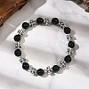 Natural Black Onyx Round Beads Stretch Bracelets BJEW-JB12343-01-1