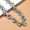 304 Stainless Steel Textured Double Ring Link Chain Necklaces NJEW-S453-02P-C-2
