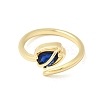 Brass Micro Pave Cubic Zirconia Cuff Open Rings for Women RJEW-L343-01G-6