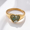 Heart Natural Aquamarine Finger Rings RJEW-D303-01G-02-5