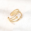 304 Stainless Steel Rhinestone Cuff Open Rings RB-CBAE630-01G-B-4