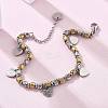 Punk Style 304 Stainless Steel Column Link Charm Bracelets for Women BJEW-C089-14GP-3