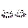 Natural Amethyst & Aquamarine & Synthetic Hematite Nuggets Braided Bead Bracelet BJEW-B073-01B-1