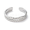 Non-Tarnish 304 Stainless Steel Double Line Open Cuff Rings RJEW-D006-06P-2
