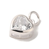 925 Sterling Silver Cubic Zirconia Heart Charms with Jump Rings FIND-U013-10S-05-2