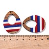 Independence Day Opaque Striped Resin & Walnut Wood Pendants RESI-U010-02N-3
