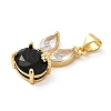 Rack Plating Brass Micro Pave Cubic Zirconia Pendants KK-P241-20G-04-2