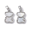 Brass & Shell & Clear Cubic Zirconia Pendants KK-G497-15P-1