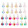 78Pcs 13 Colors Transparent Spray Painting Crackle Glass Charms PALLOY-TAC0088-3