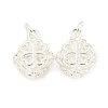 Rack Plating Brass Micro Pave Clear Cubic Zirconia Charms KK-F089-15S-1