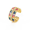Brass Micro Pave Cubic Zirconia Cuff Rings for Women RJEW-T016-37G-01-3