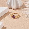 Natural Amethyst Braided Finger Ring RJEW-TA00042-02-2