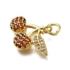 Brass Micro Pave Clear Cubic Zirconia Pendants ZIRC-I070-114G-2