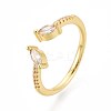 Brass Micro Pave Cubic Zirconia Cuff Rings for Women KK-T071-74G-4
