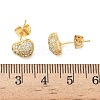 Heart Brass Micro Pave Clear Cubic Zirconia Stud Earrings EJEW-Z144-07G-5