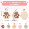 30Pcs 5 Colors Opaque Resin Paw Print Pendants CRES-SC0002-69-2