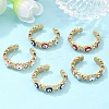 PVD Vacuum Plating 304 Stainless Steel Enamel Evil Eye Open Cuff Rings STAS-D089-23G-1
