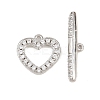 Heart Brass Micro Pave Clear Cubic Zirconia Toggle Clasps KK-G548-37P-3