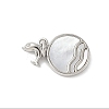 Brass Pave Natural White Shell Pendants KK-S522-12P-1