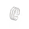 Non-Tarnish 304 Stainless Steel Triple Line Open Cuff Ring for Women RJEW-S405-232P-3
