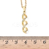 Brass Micro Pave Clear Cubic Zirconia Twist Pendant 304 Stainless Steel Chain Necklaces for Women NJEW-D341-08G-5
