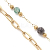 Handmade Faceted Round Gemstone Beads 316 Stainless Steel & 304 Stainless Steel Paperclip Chain Bracelet Making AJEW-JB01587-4