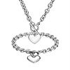 Heart Stainless Steel Pendant Necklaces & Charm Bracelets Sets FS-WG8EF15-01-2