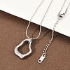 304 Stainless Steel Hollow Irregular Teardrop Pendant Round Snake Chain Necklaces for Women NJEW-G188-01P-2