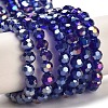 Faceted(32 Facets) Electroplate Glass Beads Strands X-EGLA-R016-4m-1-2