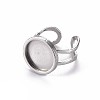 Tarnish Resistant 201 Stainless Steel Cuff Ring Findings STAS-S080-040C-P-4