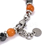 Natural Carnelian & Synthetic Hematite Round Beaded Bracelet BJEW-P339-02P-01-3