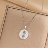 Flat Round with Number 8 Shell & Cubic Zirconia Pendant Necklaces LS-NJEW-D288-04P-1