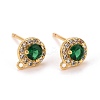 Brass Micro Pave Cubic Zirconia Stud Earrings Findings ZIRC-C030-01G-1