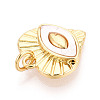 Brass Pave Natural Shell Evil Eye Heart Pendants KK-N268-08G-2