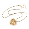 304 Stainless Steel with Acrylic Imitation Pearl Heart Pendant Necklaces for Women NJEW-B151-01G-4